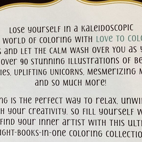 Love To Color Kaleidoscope Coloring Book 90 designs Bound Together - Picture 9 of 12